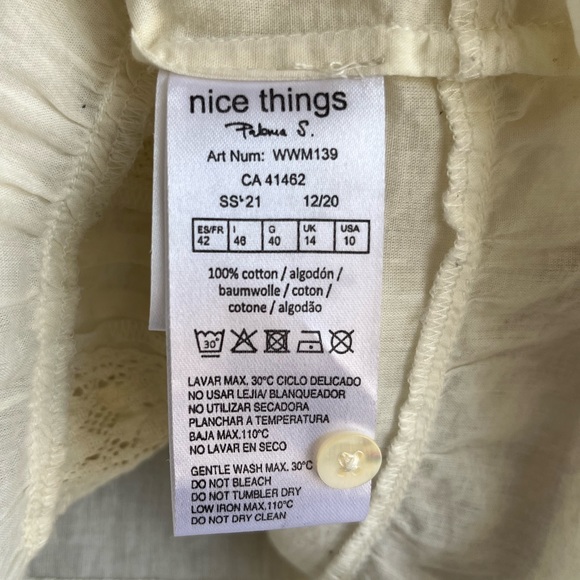 Nice Things Long Sleeve Lace Button Down Tuxedo Placket Blouse-Size 42 - Picture 7 of 8